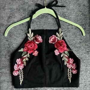 Floral Embroidered Halter Top